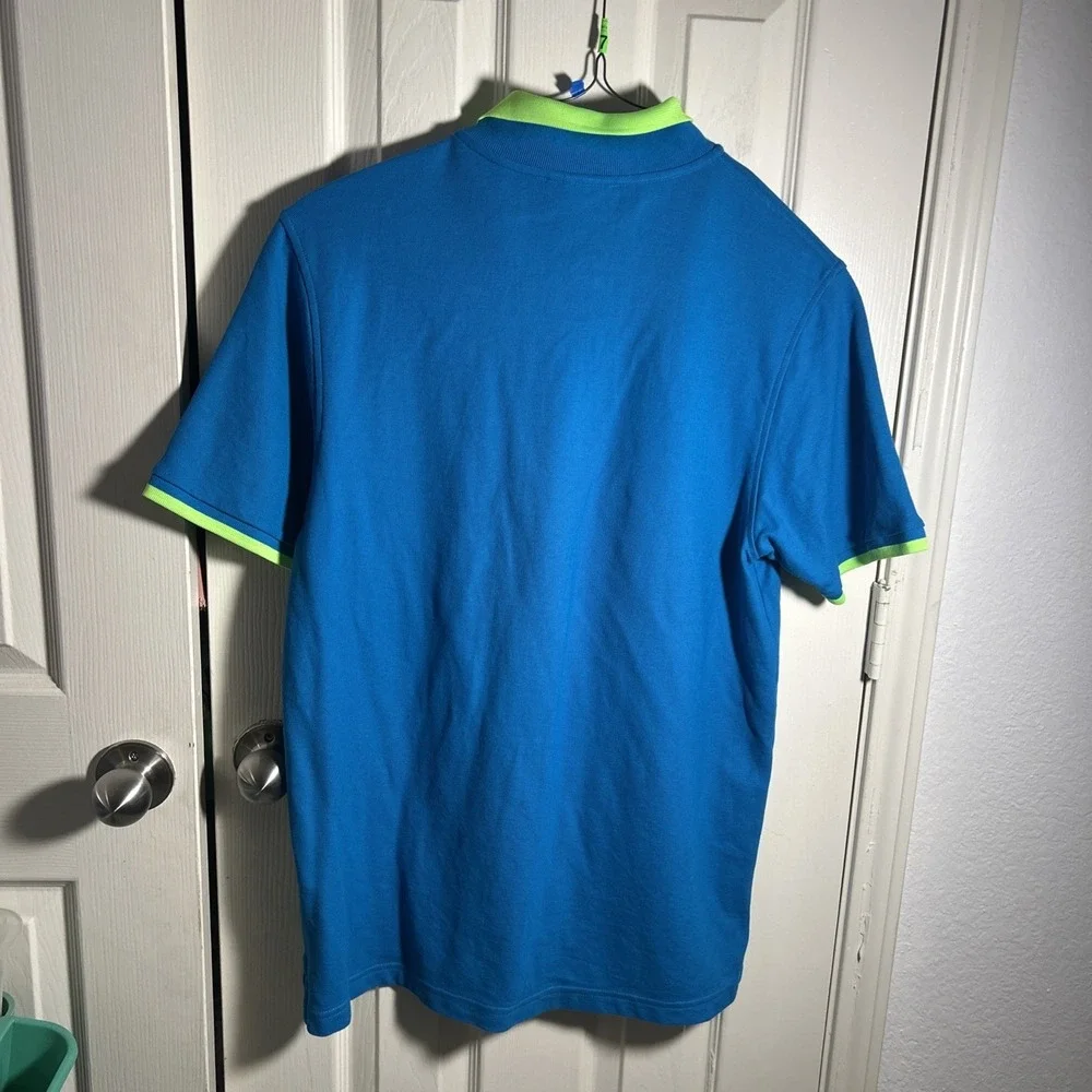 PSYCHO BUNNY Mens Size 6/L Polo Shirt Blue Pima Cotton Large Logo